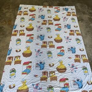 Vtg 1976 Sesame Street Muppets Twin Flat Sheet Good Night Montgomery Ward